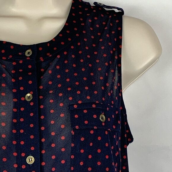The Limited Navy & red polka dot sleeveless blouse small - Picture 3 of 8